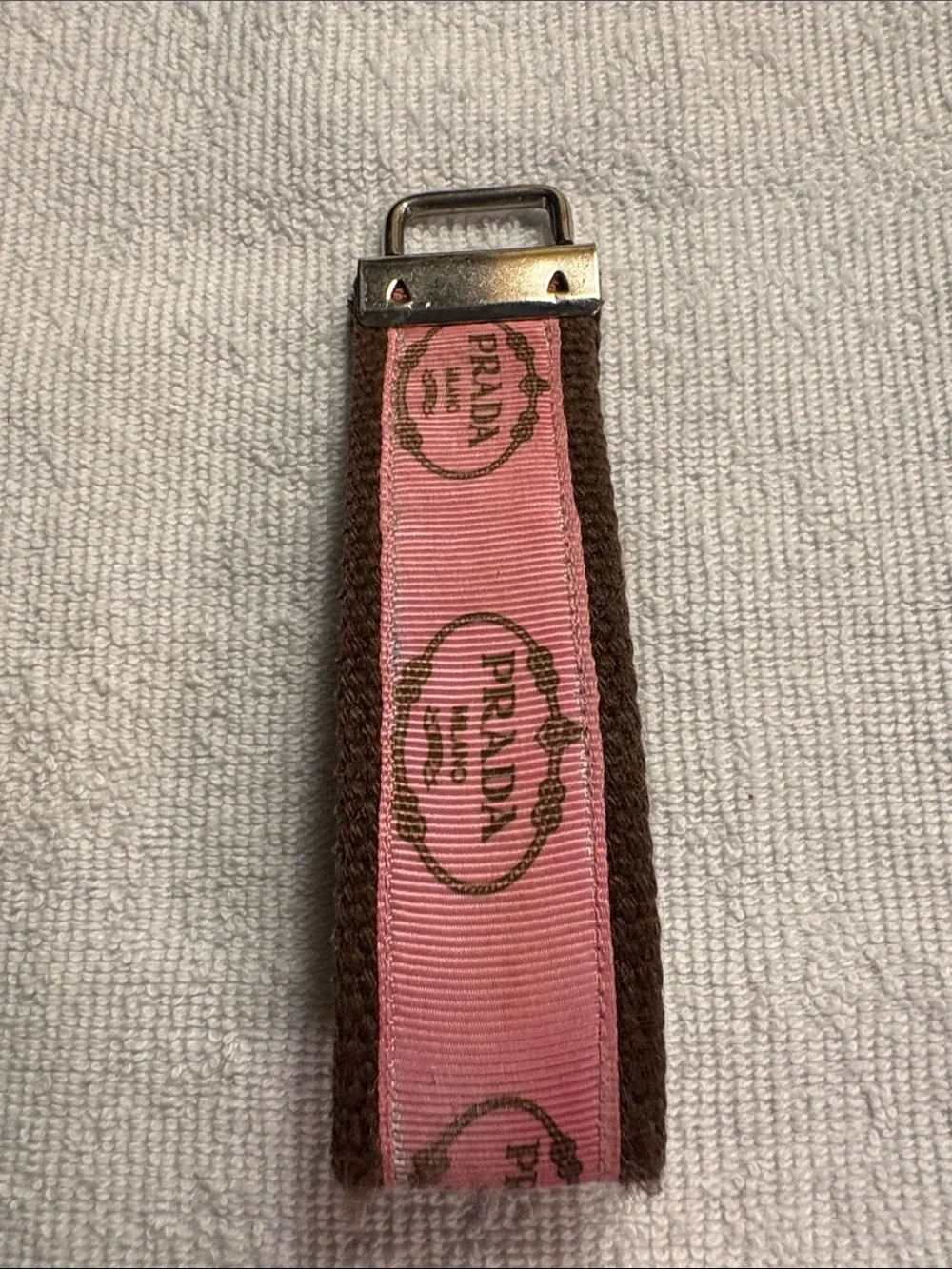 Vintage Prada Pink and Brown Webbing Key Loop